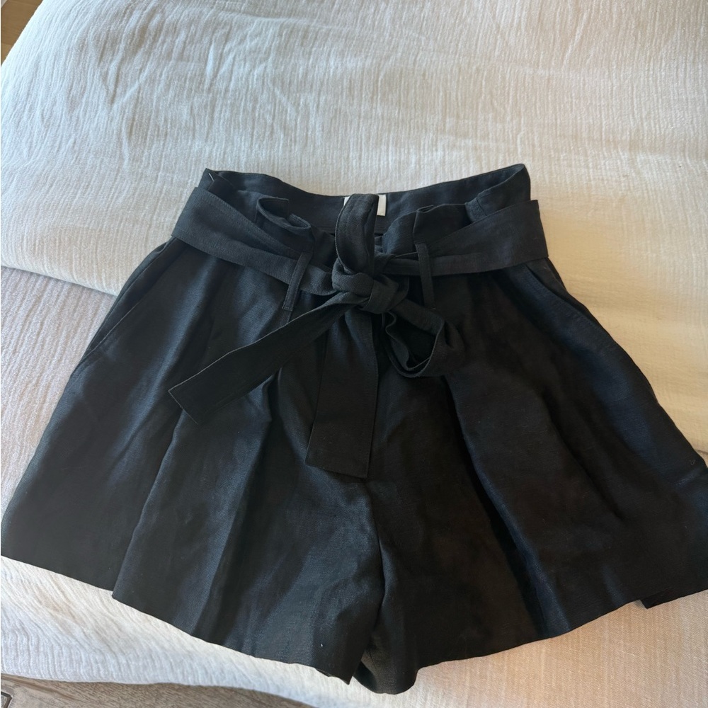Aritzia x Wilfred Black High Waist Linen Tie Skort Women's Shorts